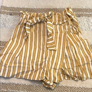 Zara Yellow Vertical Stripe Shorts